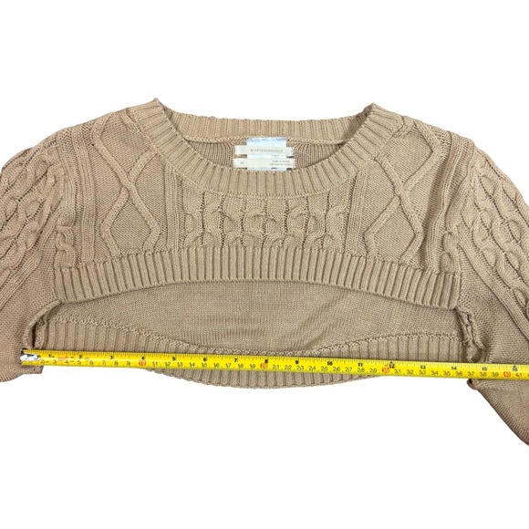 Anthropologie Cable Knit Cropped Sweater Bolero Arms Tan XS - Picture 7 of 8